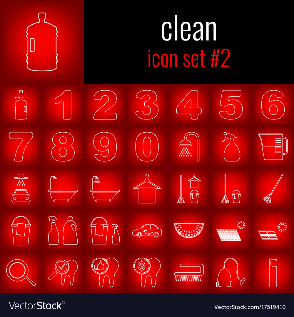 Clean icon set 2 white line on red gradient