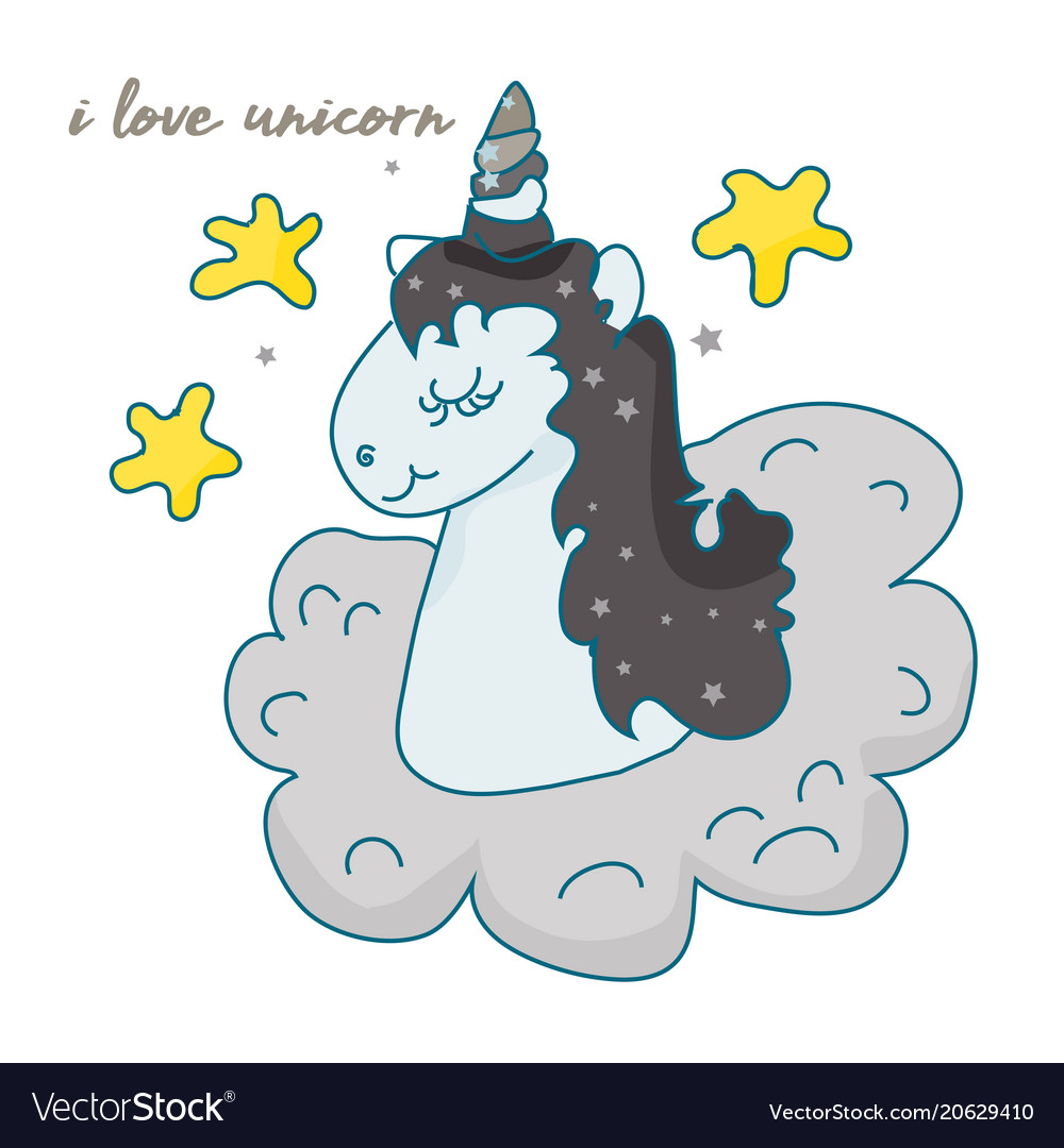 Cute magic unicorn and fairy elements