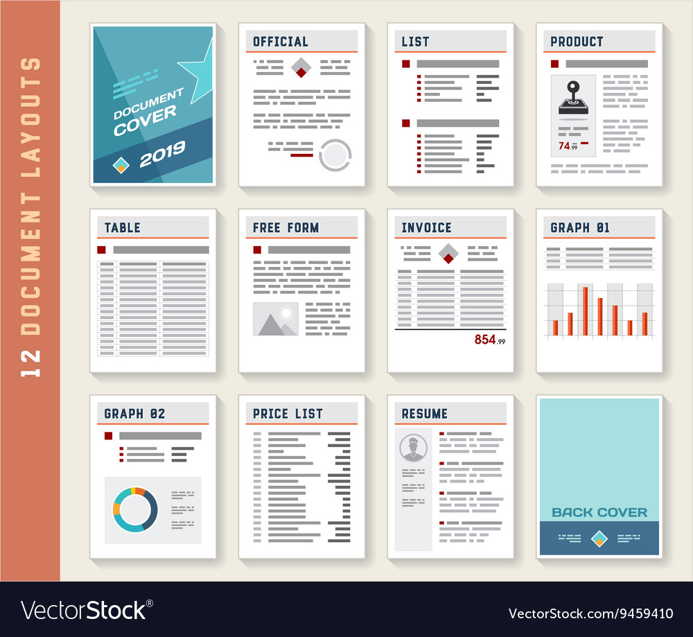 Document report layout templates set Royalty Free Vector With Report Specification Template