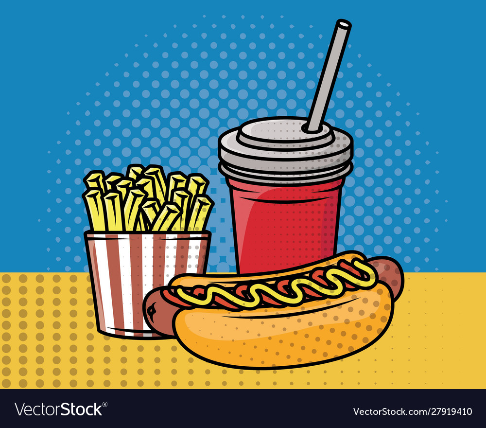 Fast Food Pop Art Style Royalty Free Vector Image
