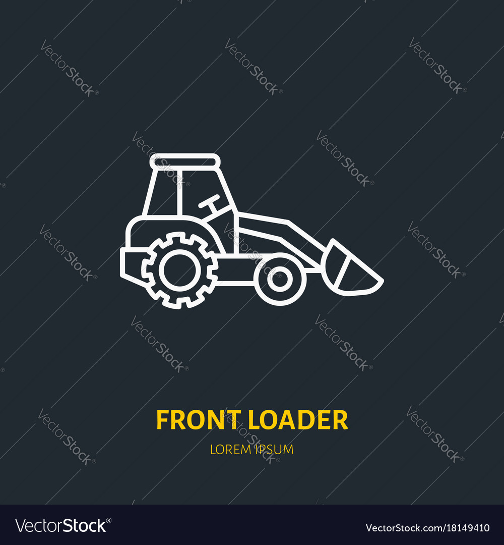 Front loader flat line icon transportation