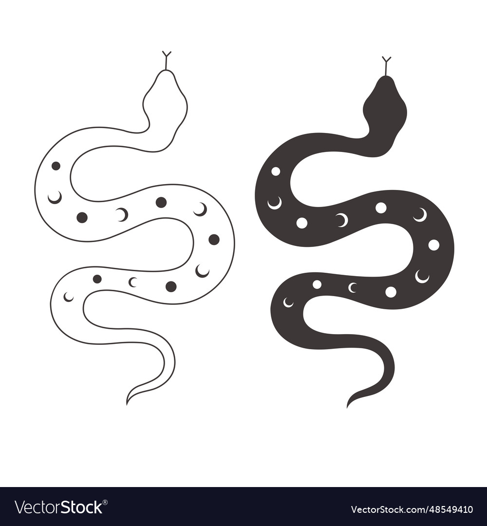 Line Art Design mit Schlange auf dem weißen Hintergrund