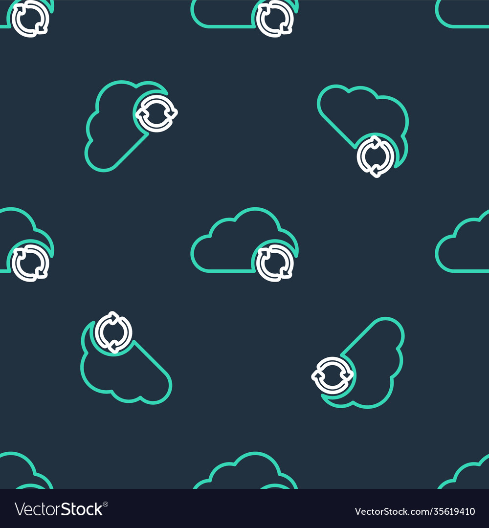 Line cloud sync refresh icon isolated seamless vector image Line cloud sync refresh icon isolated seamless
