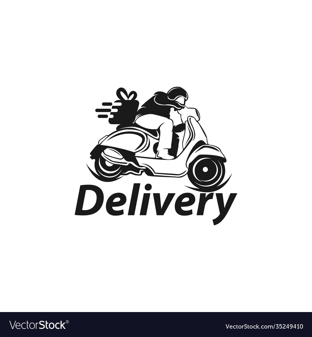 Motorbike amp delivery man logo icon amp Vector Image