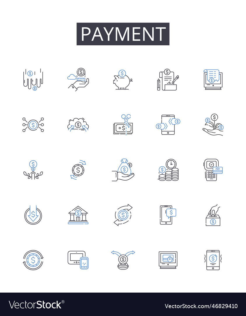 Payment line icons collection transaction