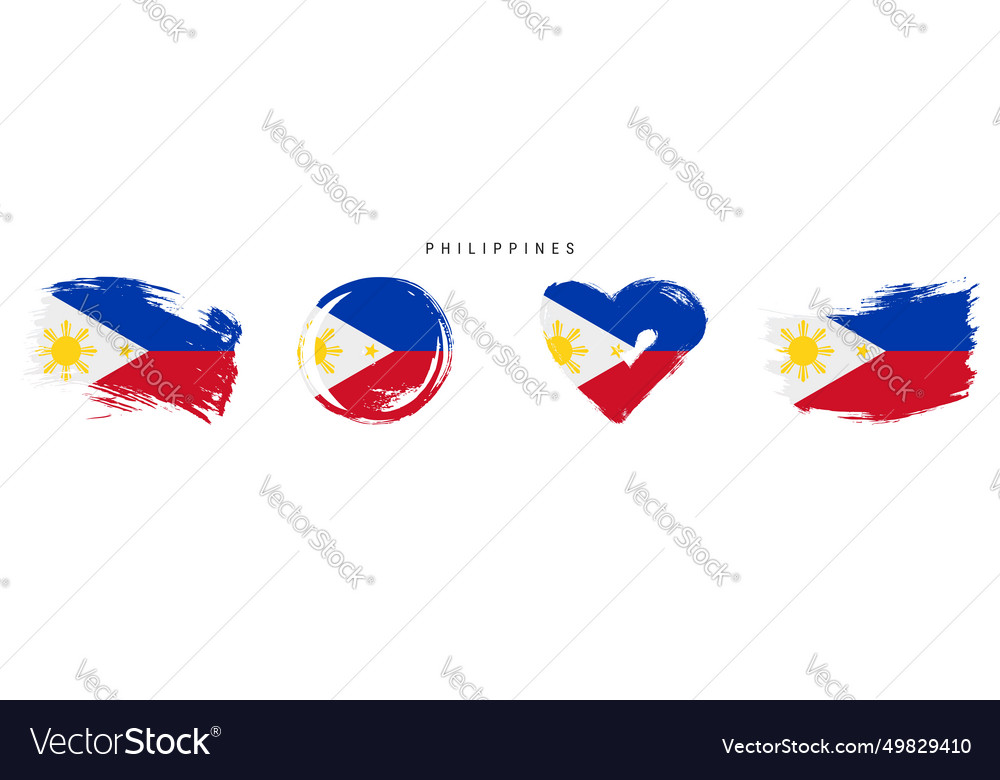 Philippines hand drawn grunge style flag icon set Vector Image