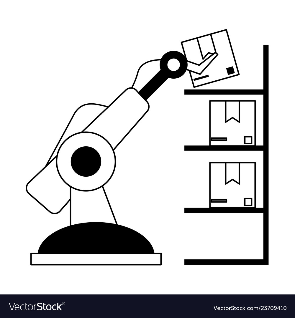 Robot arm loading box vector image Robot arm loading box