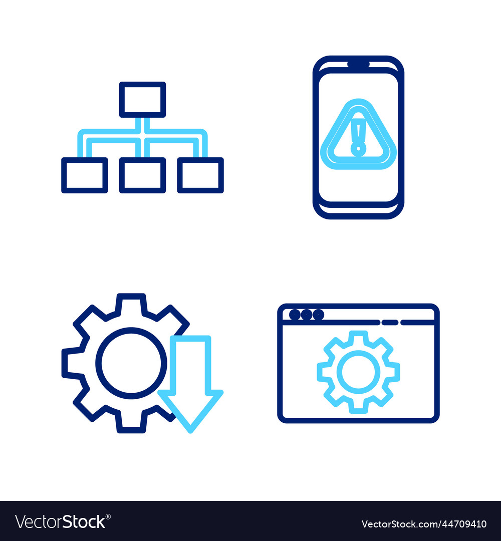 Set line browser setting cost reduction mobile vector image Set line browser setting cost reduction mobile