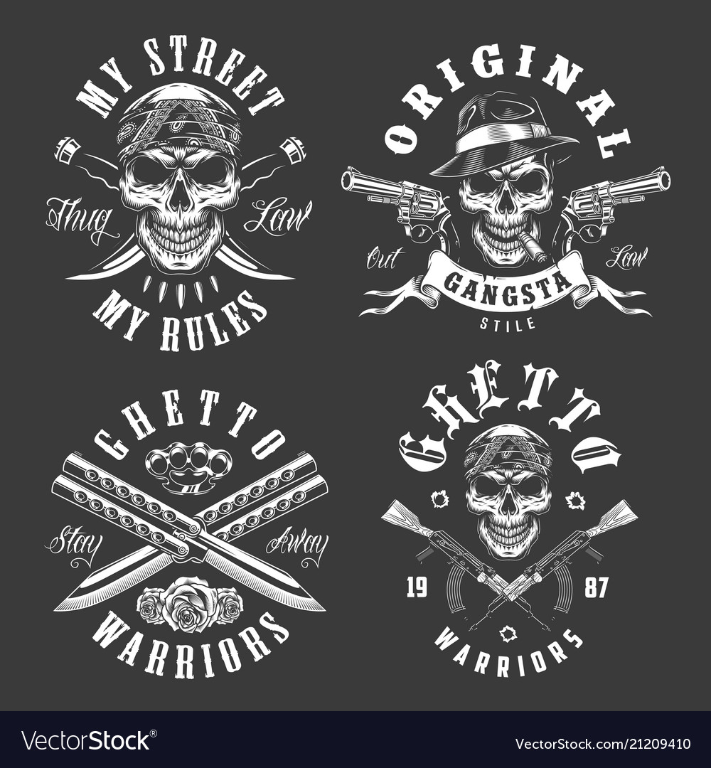 Set of gangster emblems Royalty Free Vector Image