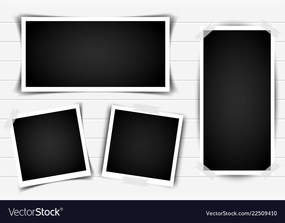 Set of retro photo frames with shadows