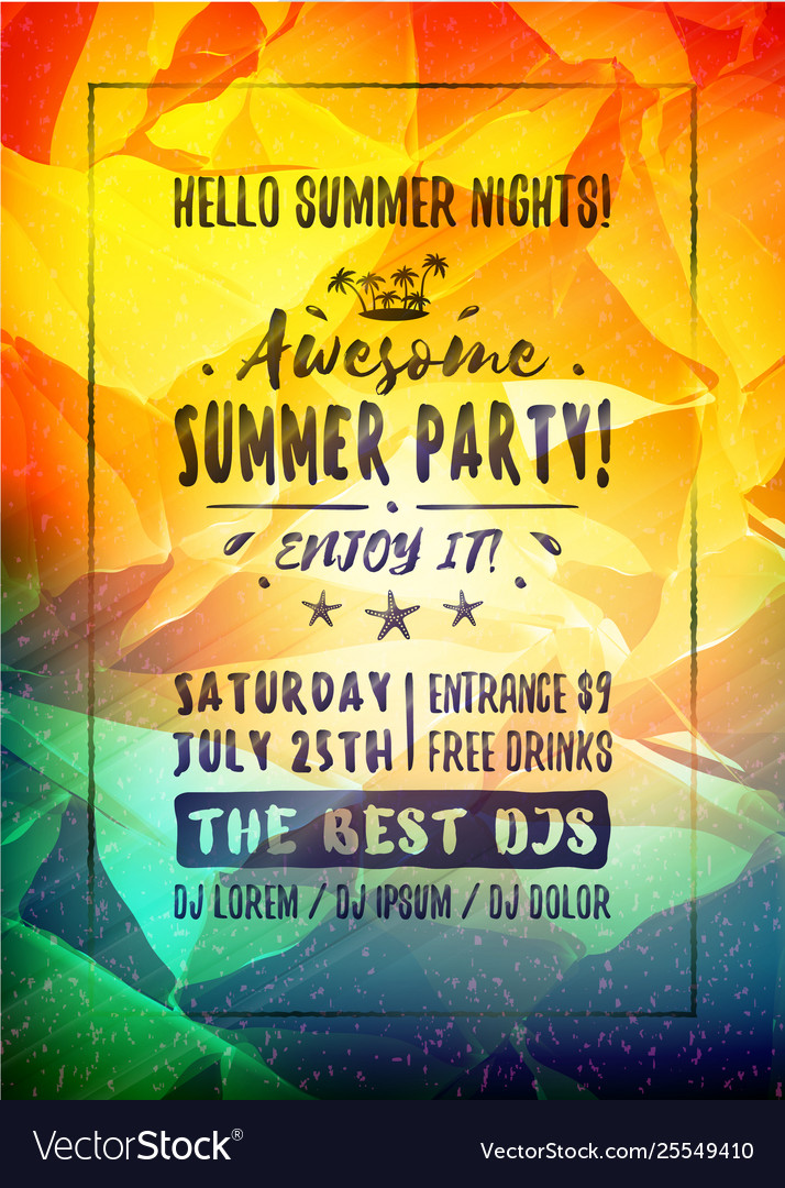 Summer night party flyer or poster design