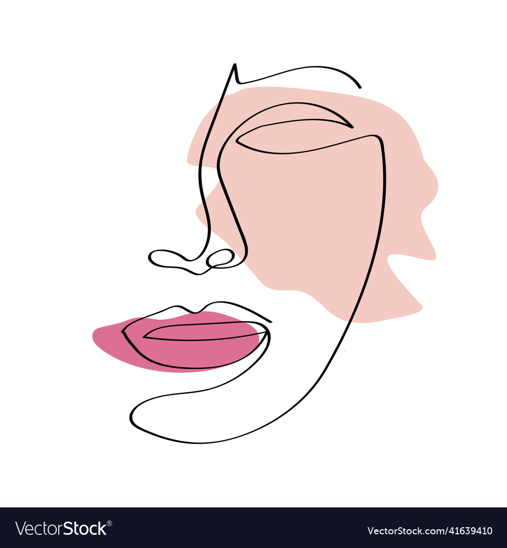 Woman portrait with colored abstract figures line