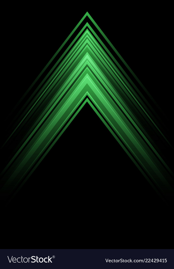 Abstract green light arrow speed direction on blac