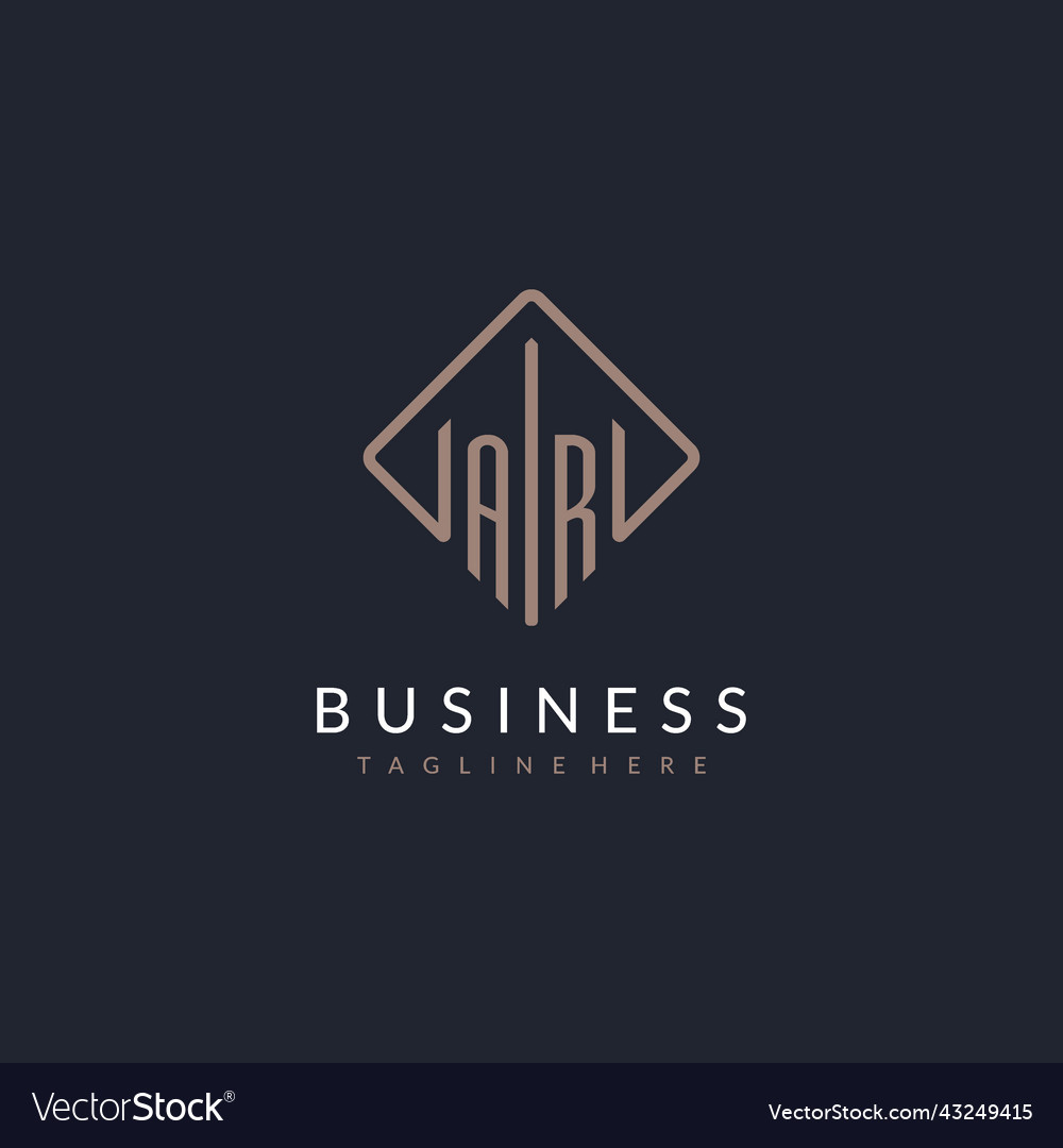 Ar initial logo with curved rectangle style design