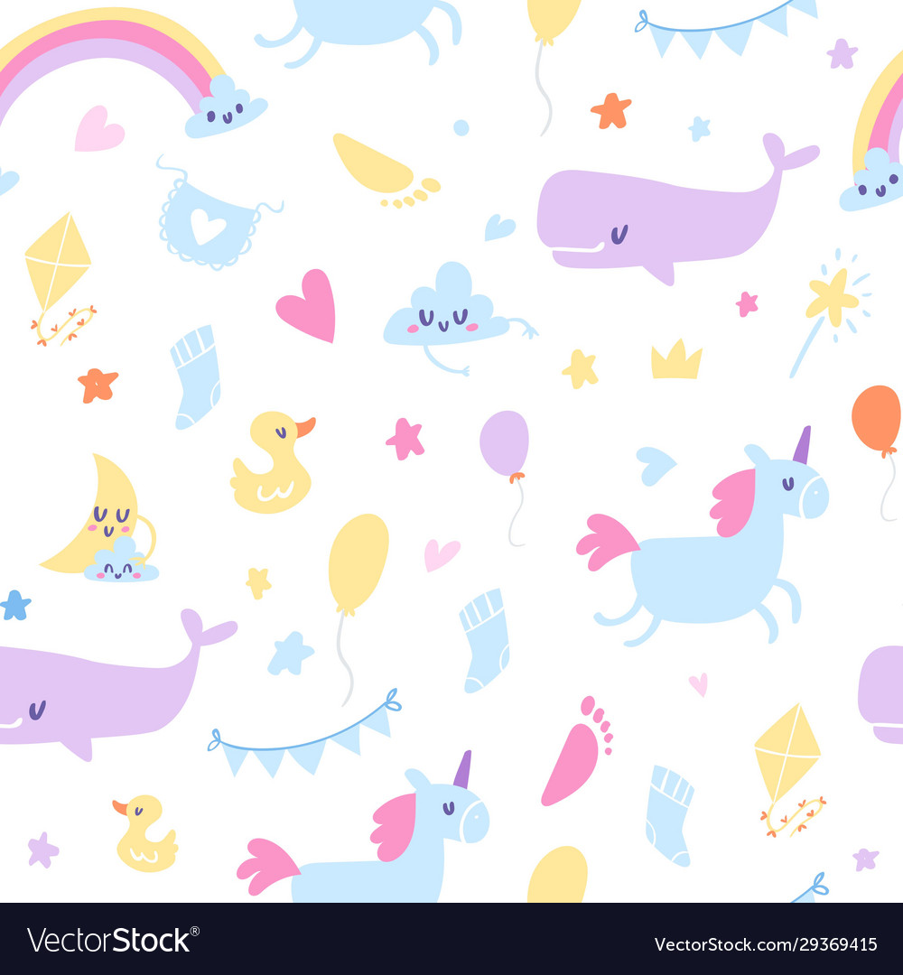 Baby shower seamless pattern vector image Baby shower seamless pattern