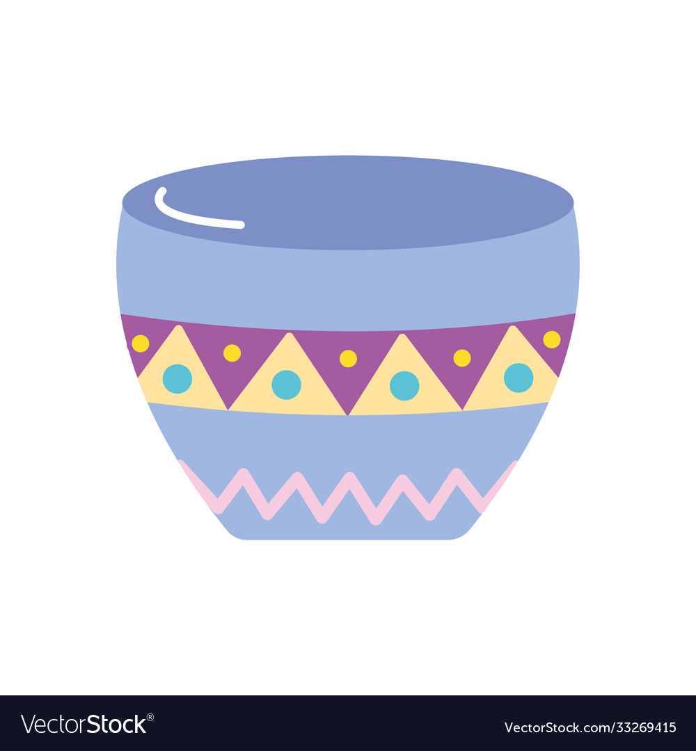 Bowl with mexican design flat style Royalty Free Vector