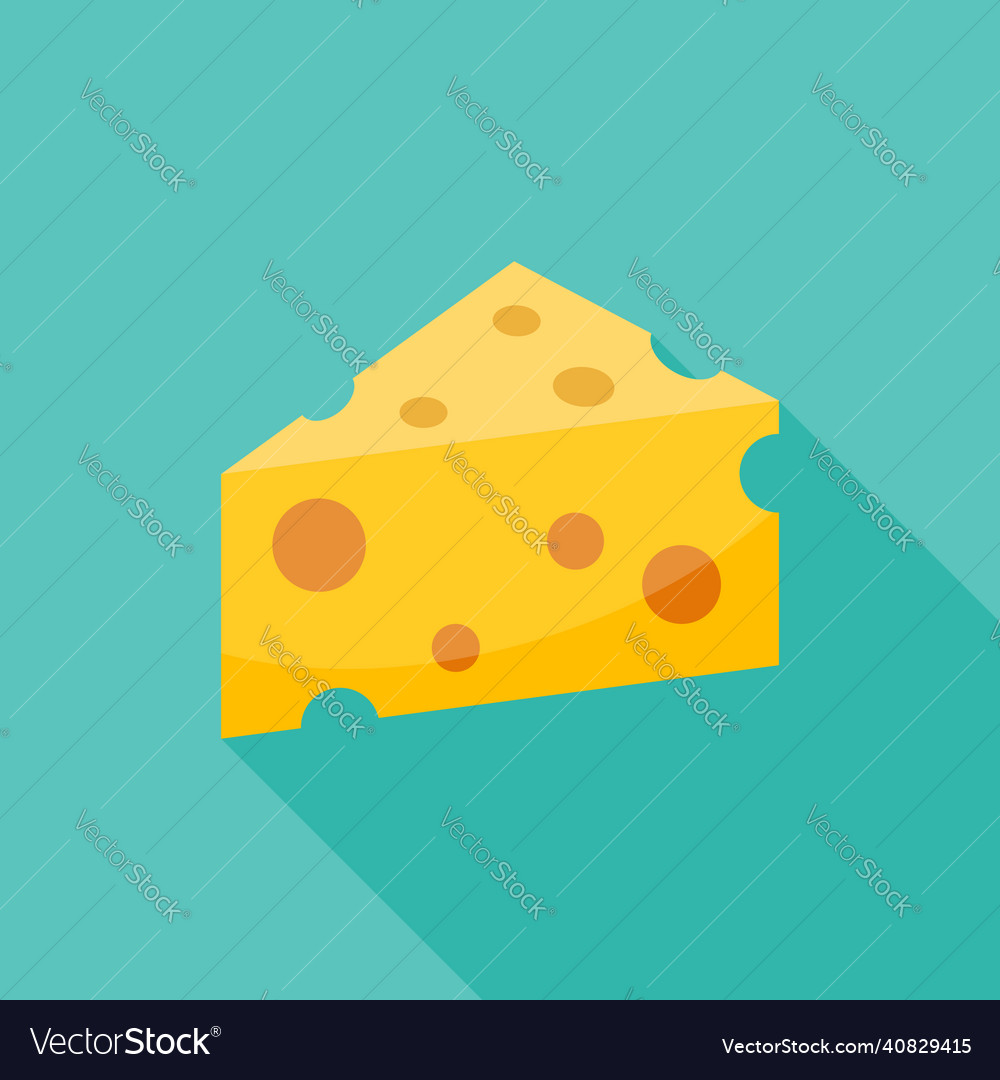 Cheese slice icon in flat style milk food