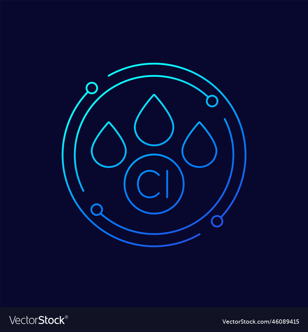 Chlorine icon with drops linear design Royalty Free Vector