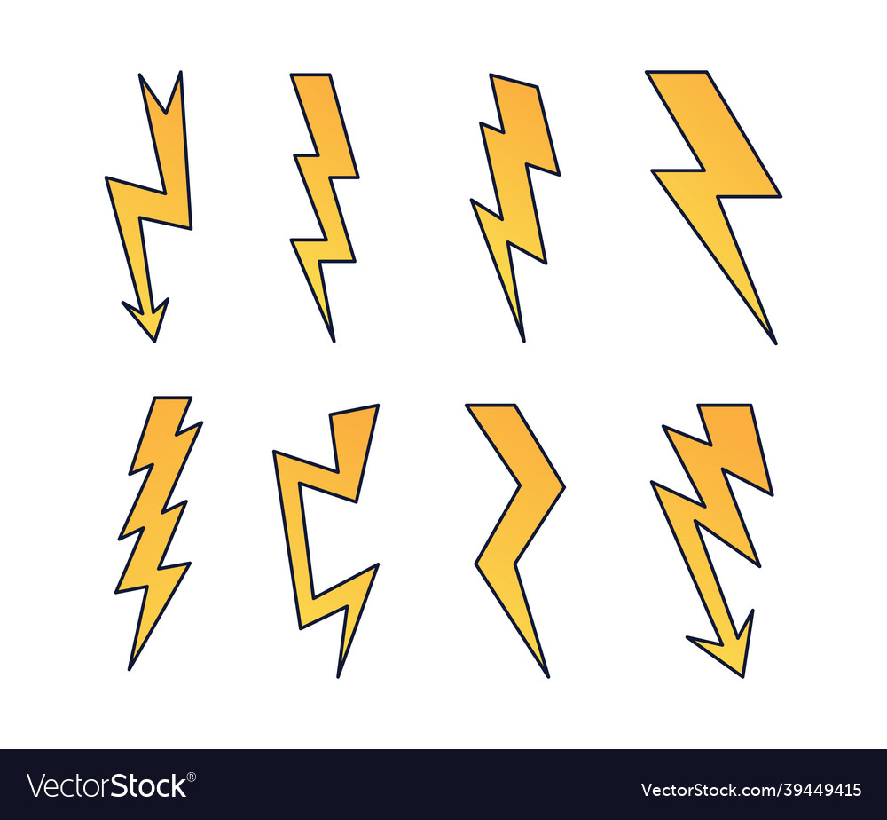 Collection of icons with lightning vector image Collection of icons with lightning