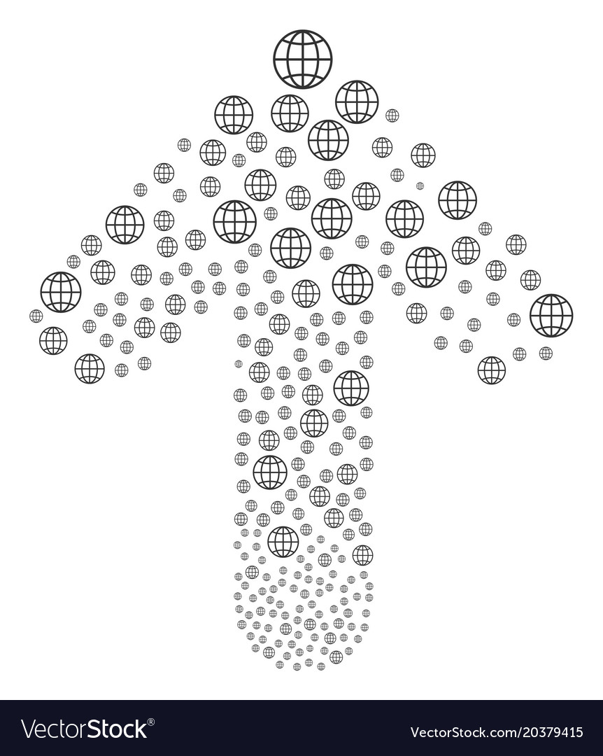 Forward cursor arrow figure with globe