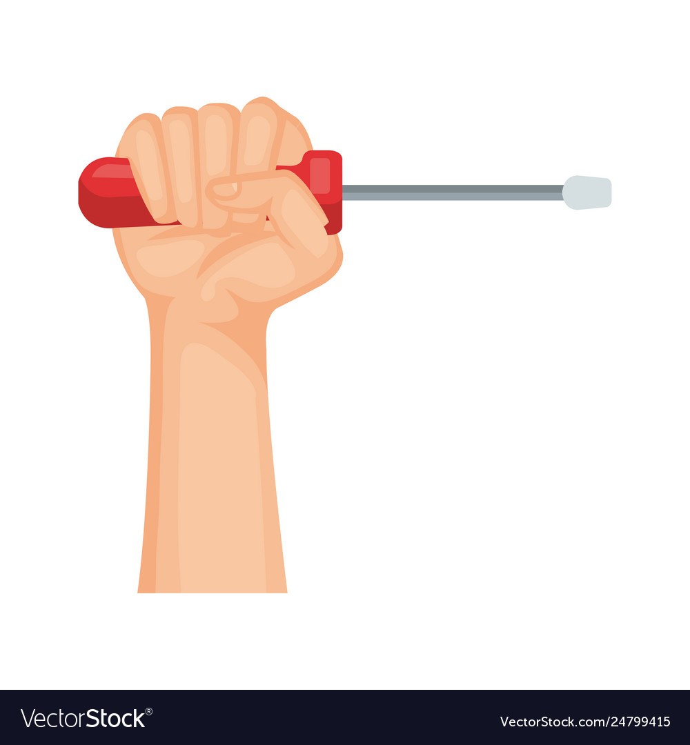 Hand with screwdriver tool