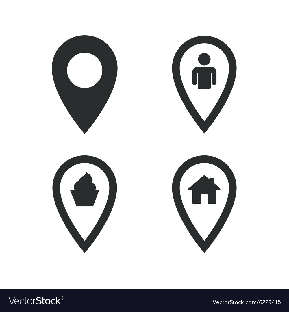 Map pointer icons home food and user location