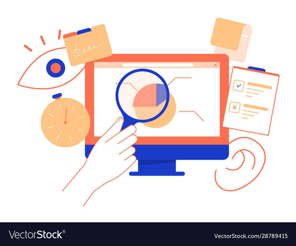 Monitor with chart hand magnifying glass