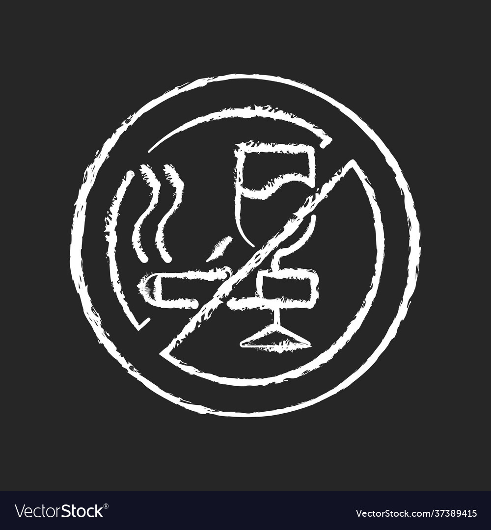 No alcohol and cigarettes chalk white icon