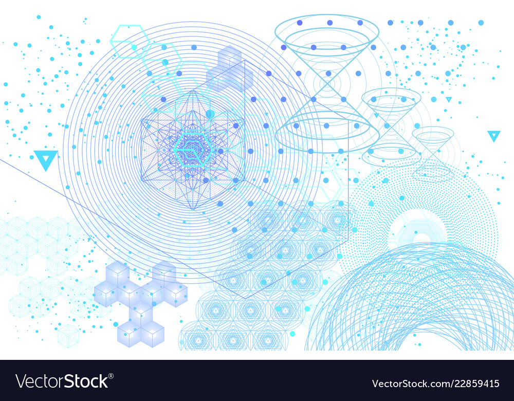 Sacred geometry symbols and elements background Vector Image