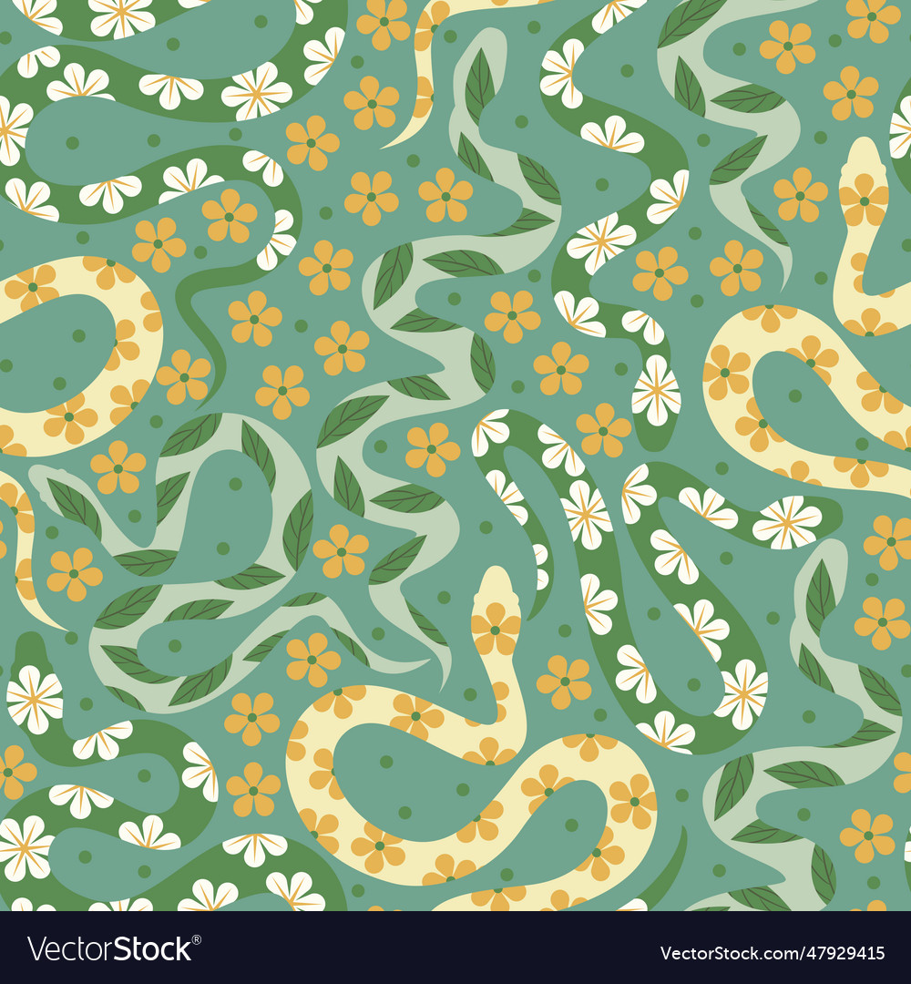 Seamless pattern with ornate snakes Royalty Free Vector