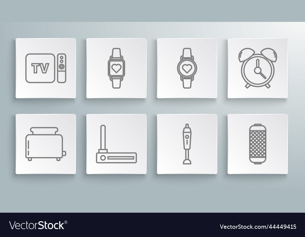 Set line toaster with toasts smart watch showing Vector Image Set line toaster with toasts smart watch showing