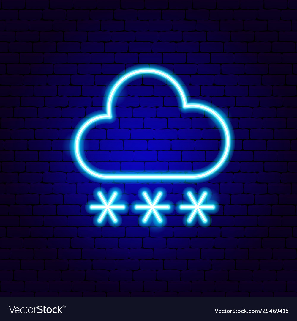 Snowy cloud snowflakes neon sign