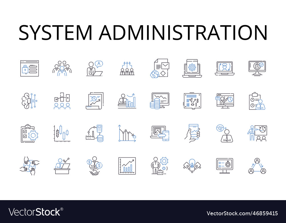 System administration line icons collection nerk vector image System administration line icons collection nerk