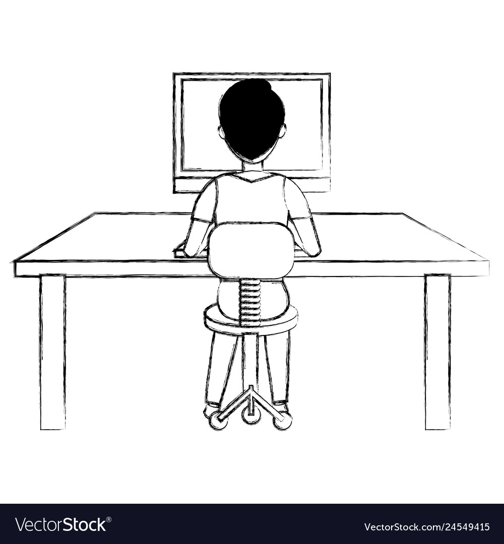 User with computer desktop vector image User with computer desktop