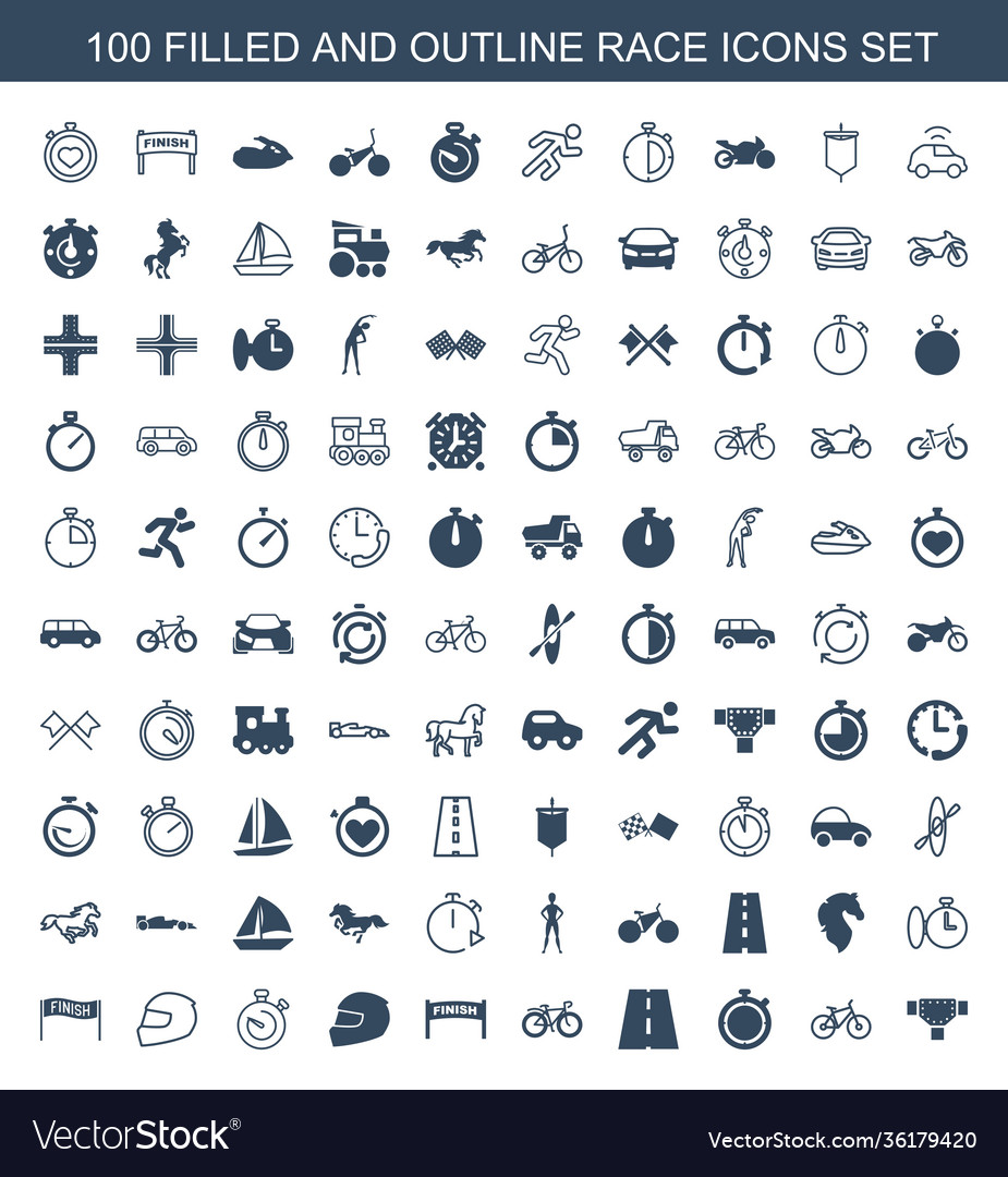 100 race icons Royalty Free Vector Image - VectorStock