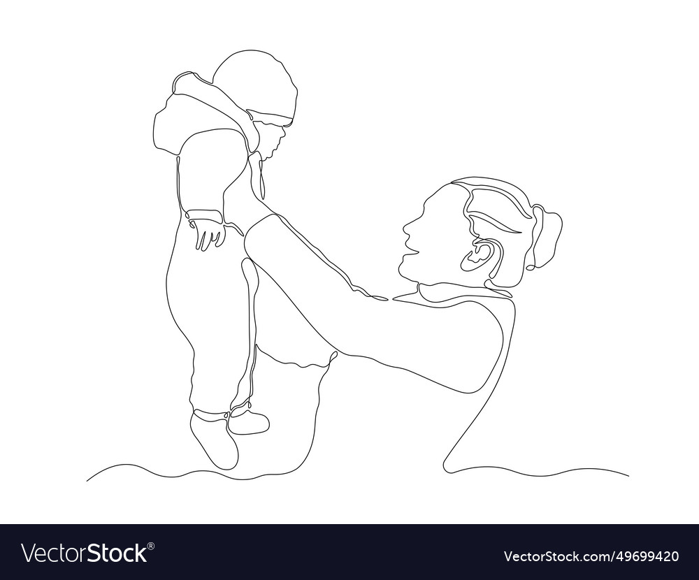 Black and white abstract mother with child in her Vector Image