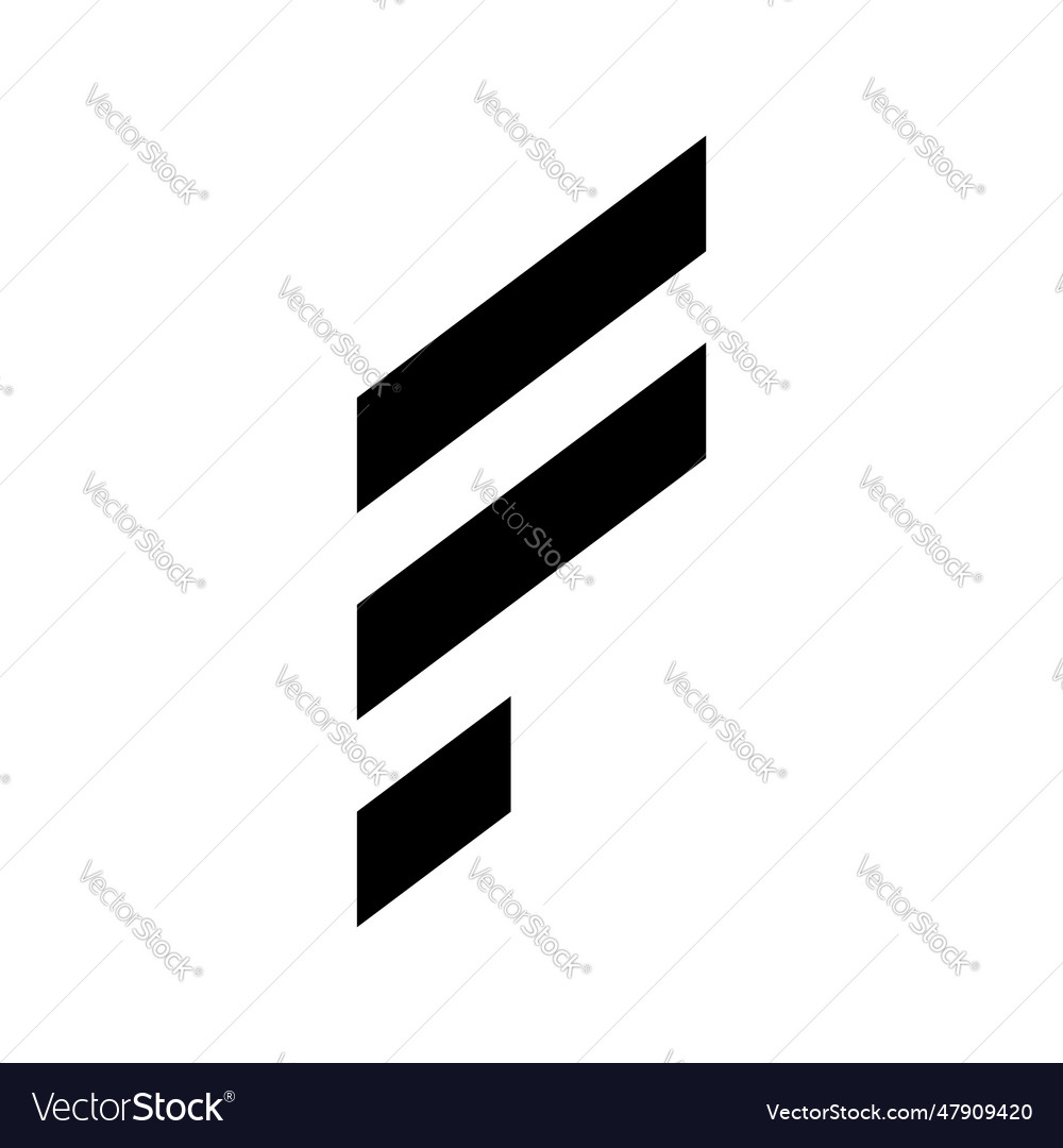 Black letter f icon with diagonal stripes Vector Image