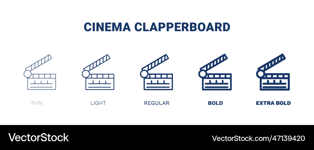 Cinema clapperboard icon thin light regular bold Vector Image