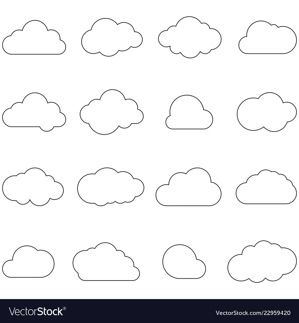 Clouds line art icon storage solution element Vector Image Clouds line art icon storage solution element