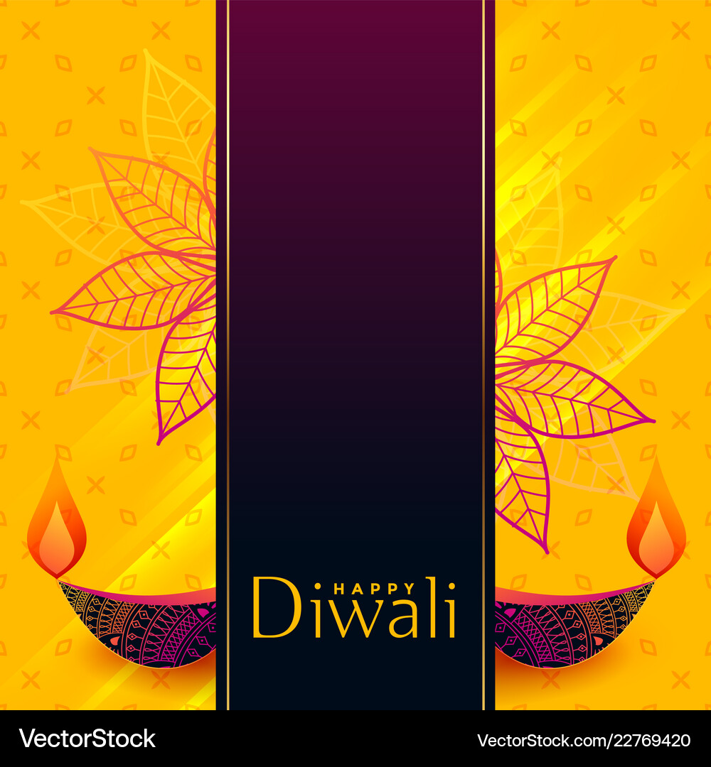 Creative Diwali Banner Design With Decorative Diya