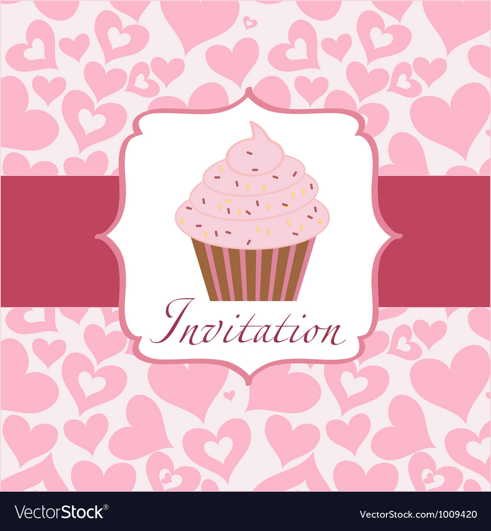 cupcake invitation background royalty free vector image