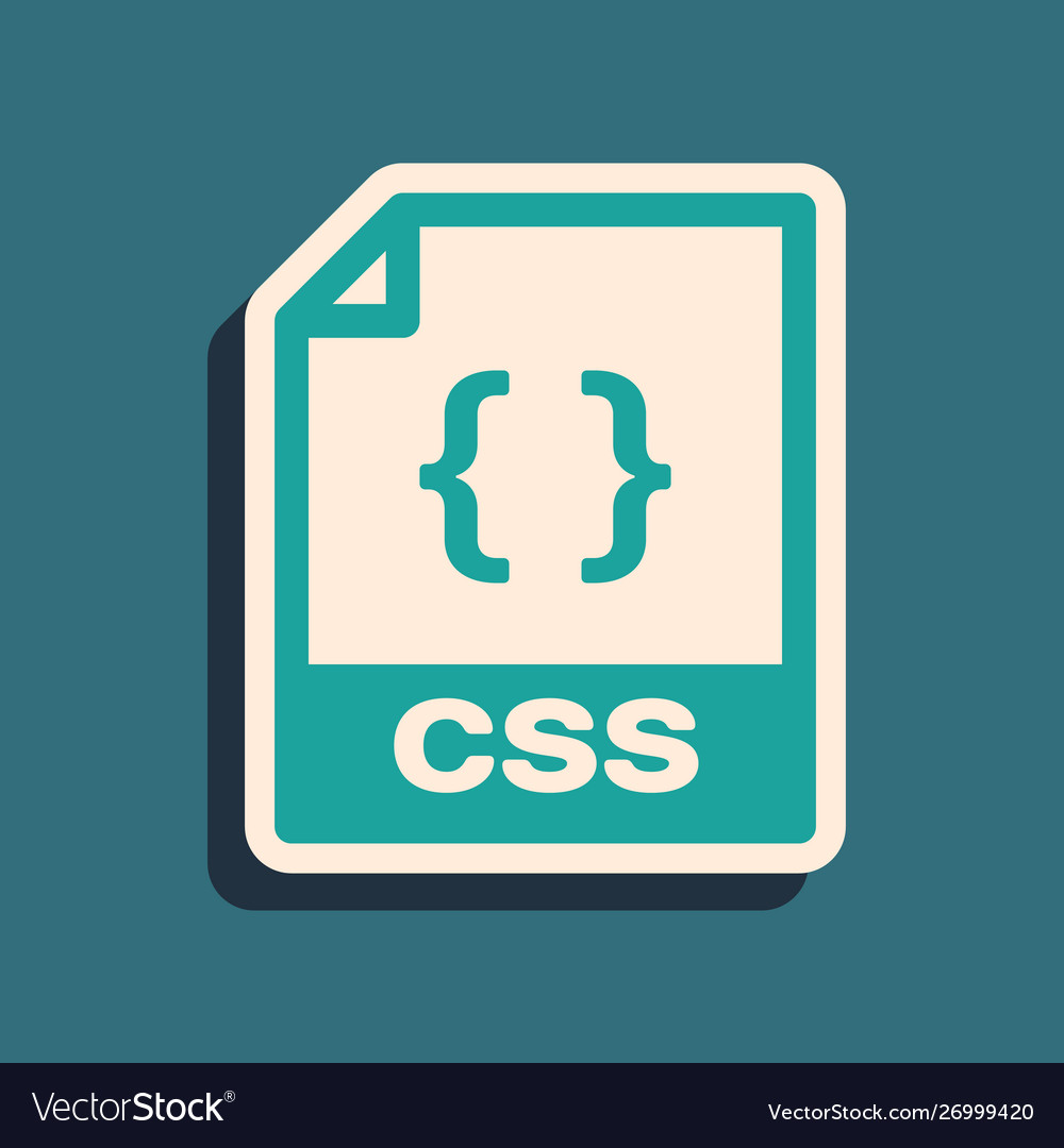 Green css file document download button icon vector image Green css file document download button icon