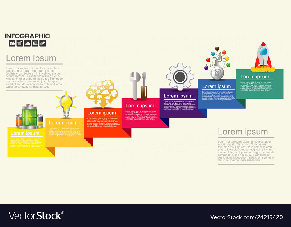 Infographic with business icons seven steps