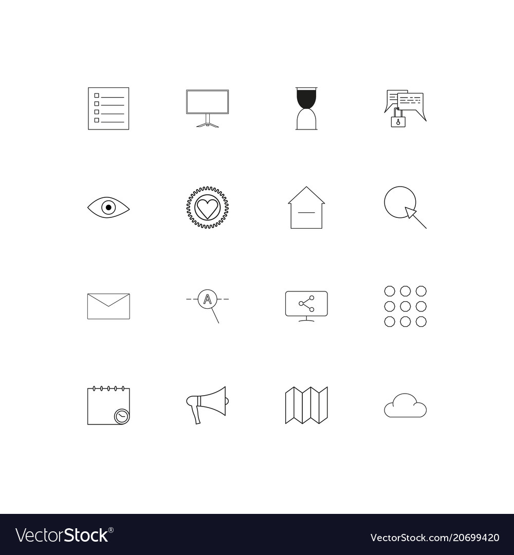 Interface simple linear icons set outlined
