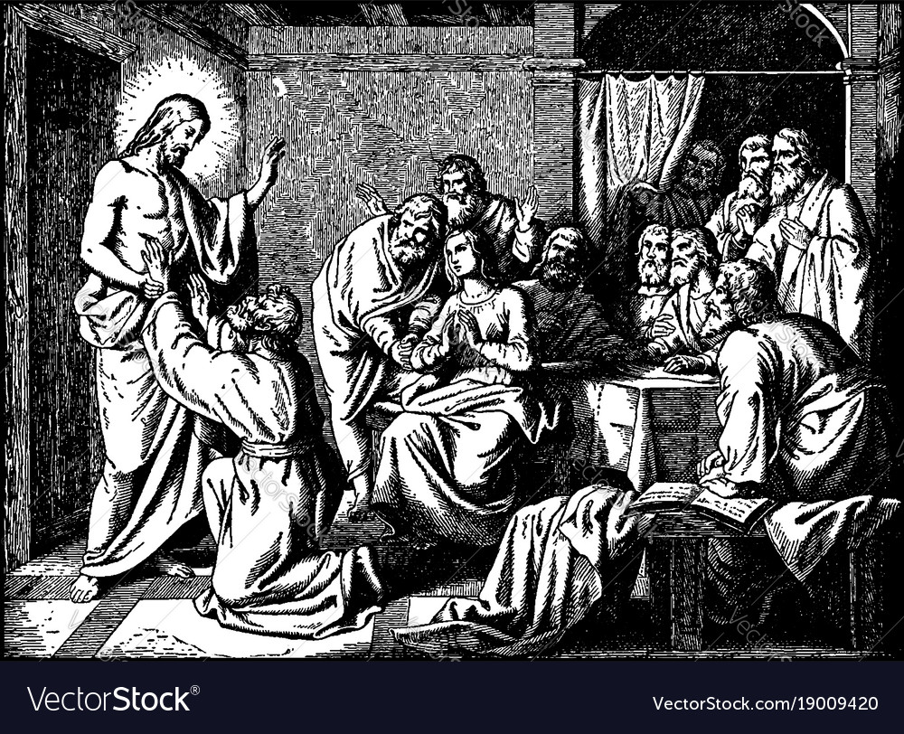 Jesus appears to eleven of the disciples vintage Vector Image