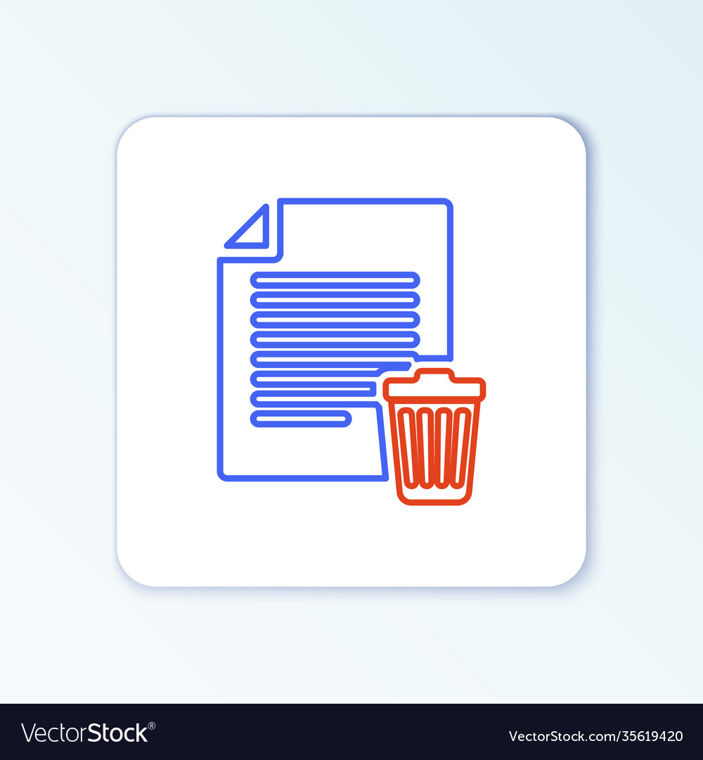 Line delete file document icon isolated on white Vector Image Line delete file document icon isolated on white