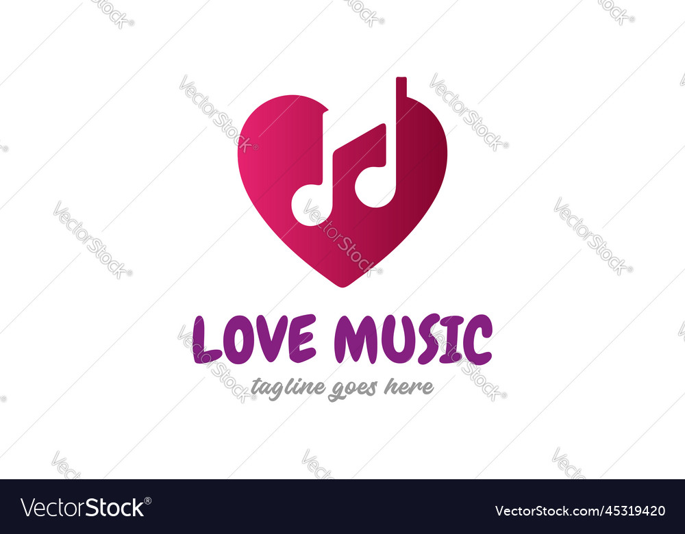 Love heart music notes for song media player app