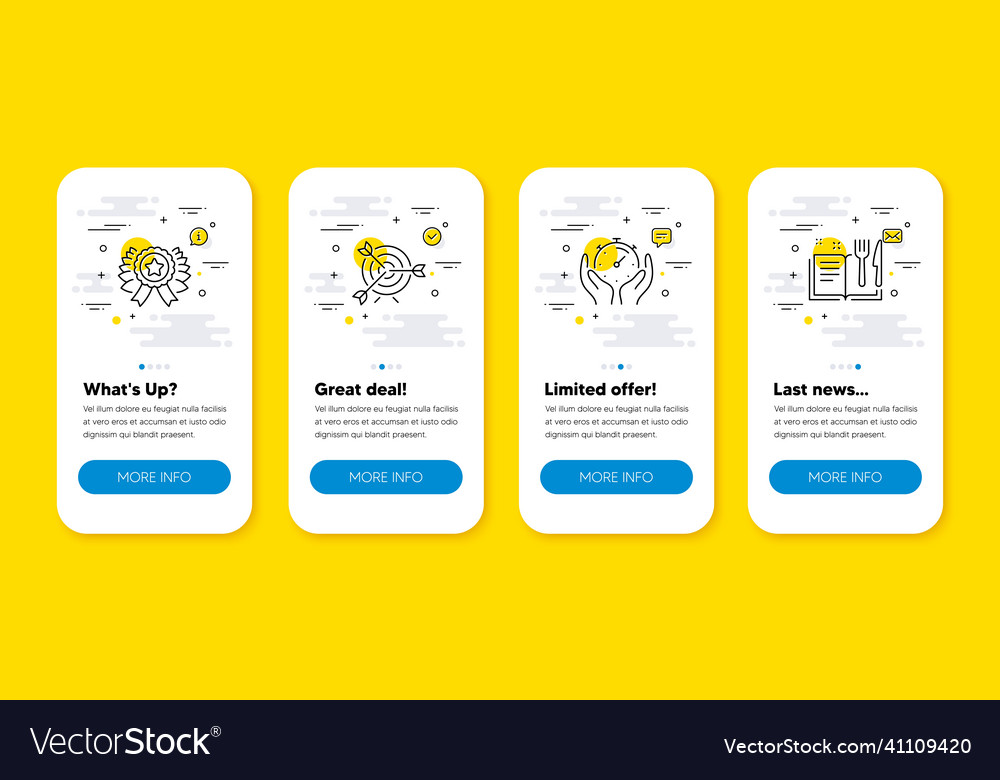 Set of target timer and winner ribbon line Vector Image Set of target timer and winner ribbon line