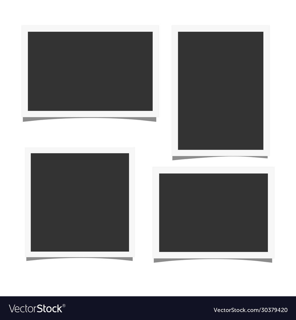 Set retro realistic photo frames with side vector image Set retro realistic photo frames with side