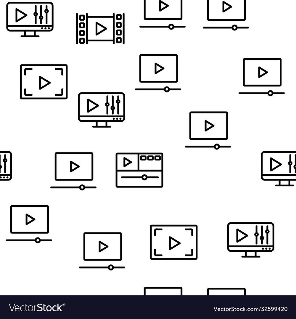 Video file editing seamless pattern vector image Video file editing seamless pattern